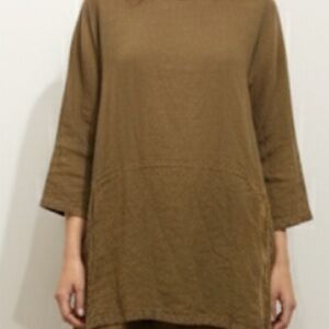 Bryn Walker Oversized Linen Dress Size XS Brown 
Coastal Grandma Cottagecore